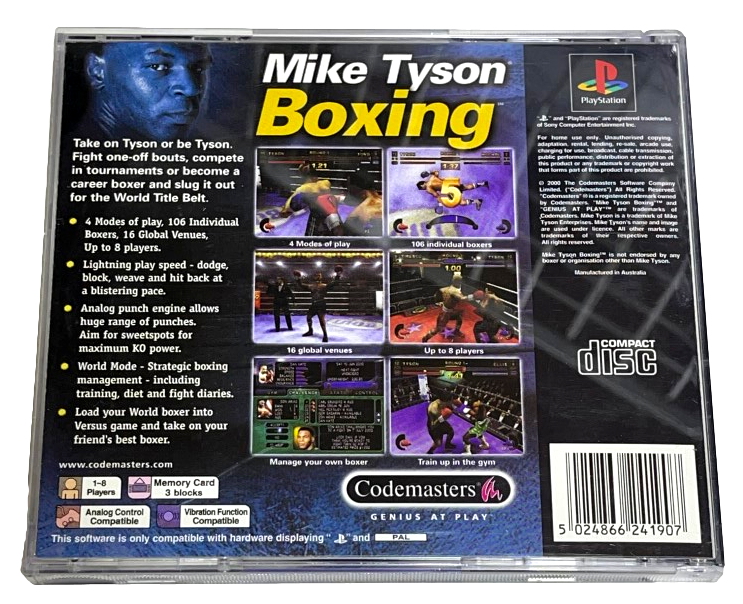 Mike Tyson Boxing PS1 PS2 PS3 PAL *No Cover Art* (Preowned)