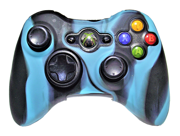 Silicone Cover For XBOX 360 Controller Skin Case Black/Aqua Swirls - Games We Played