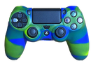 Silicone Cover For PS4 Controller Case Skin - Glossy Blue/Green Swirls