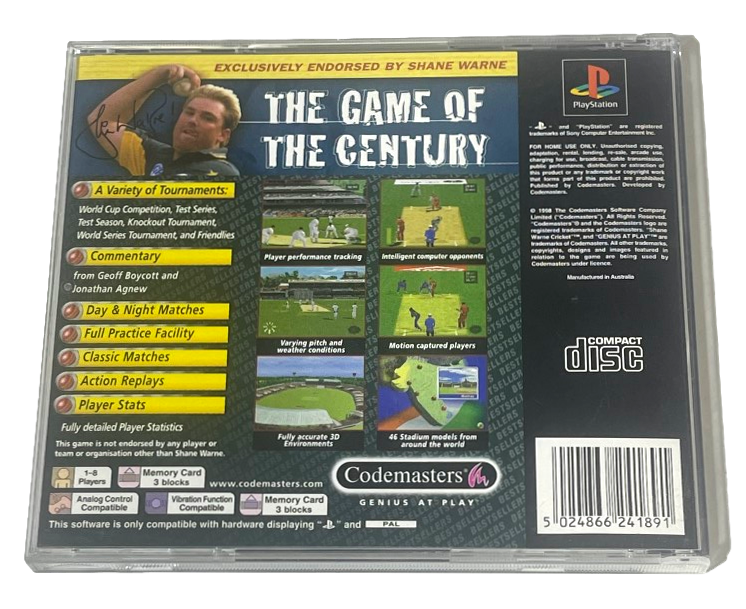 Shane Warne Cricket '99 PS1 PS2 PS3 PAL *Complete* Value Series (Pre-Owned)