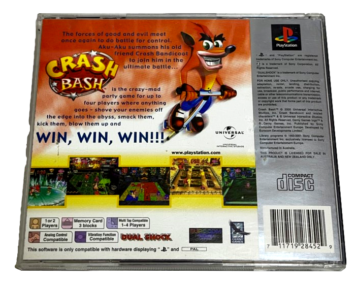 Crash Bash PS1 PS2 PS3 PAL (Platinum) *Complete* (Preowned)