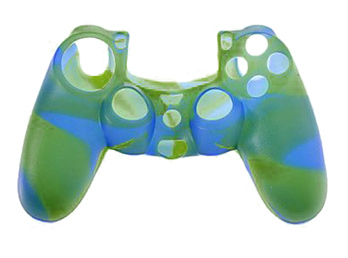 Silicone Cover For PS4 Controller Case Skin - Glossy Blue/Green Swirls