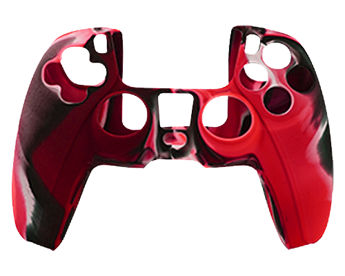 Silicone Cover For PS5 Controller Case Skin - Red/Black Swirls