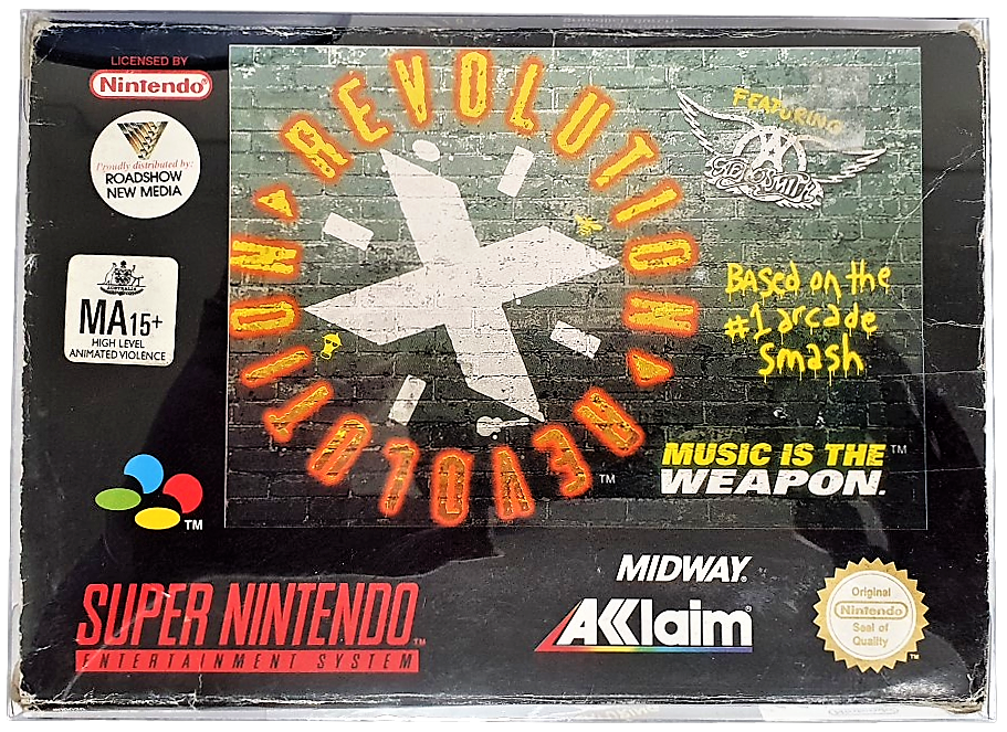 Revolution X Nintendo SNES Boxed PAL *Complete* Featuring Aerosmith (P