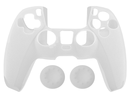 Silicone Cover + Thumb Grips For PS5 Controller Case Skin - White - Games We Played