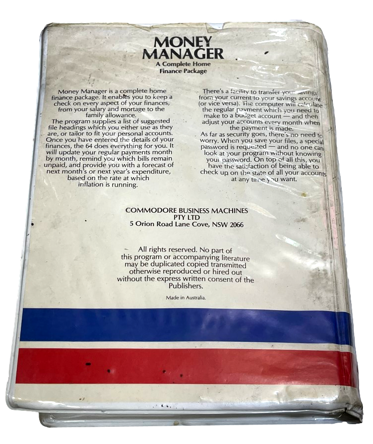 Money Manager Commodore 64 Tapes Boxed *Complete* (Preowned)