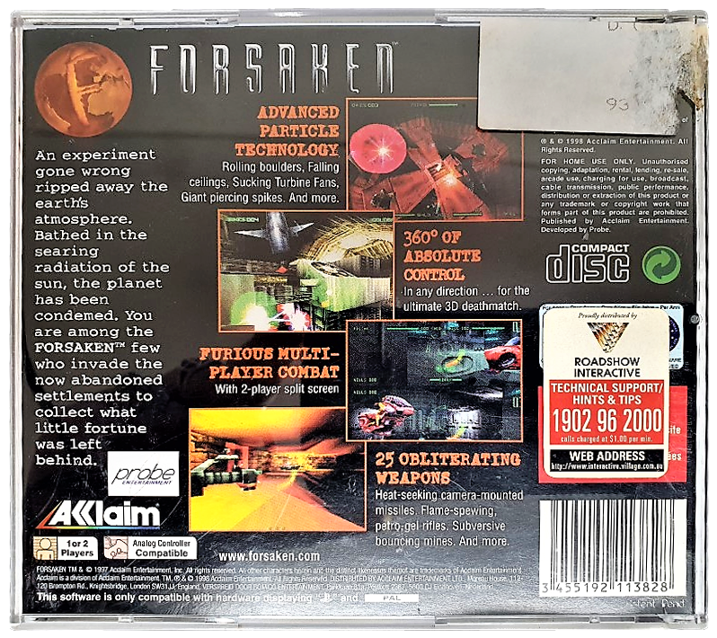 Forsaken PS1 PS2 PS3 PAL *No Manual* (Pre-Owned)