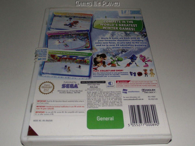 Mario & Sonic at the Winter Olympic Games Nintendo Wii PAL *No Manual* (Preowned)