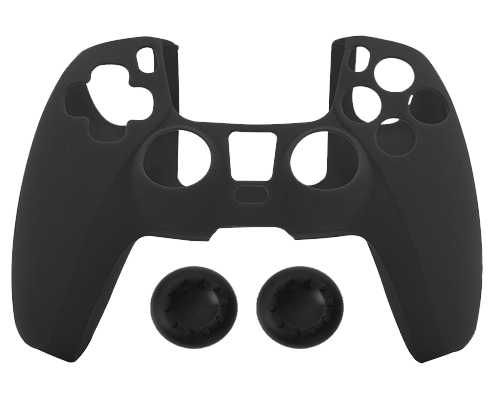Silicone Cover + Thumb Grips For PS5 Controller Case Skin - Black - Games We Played