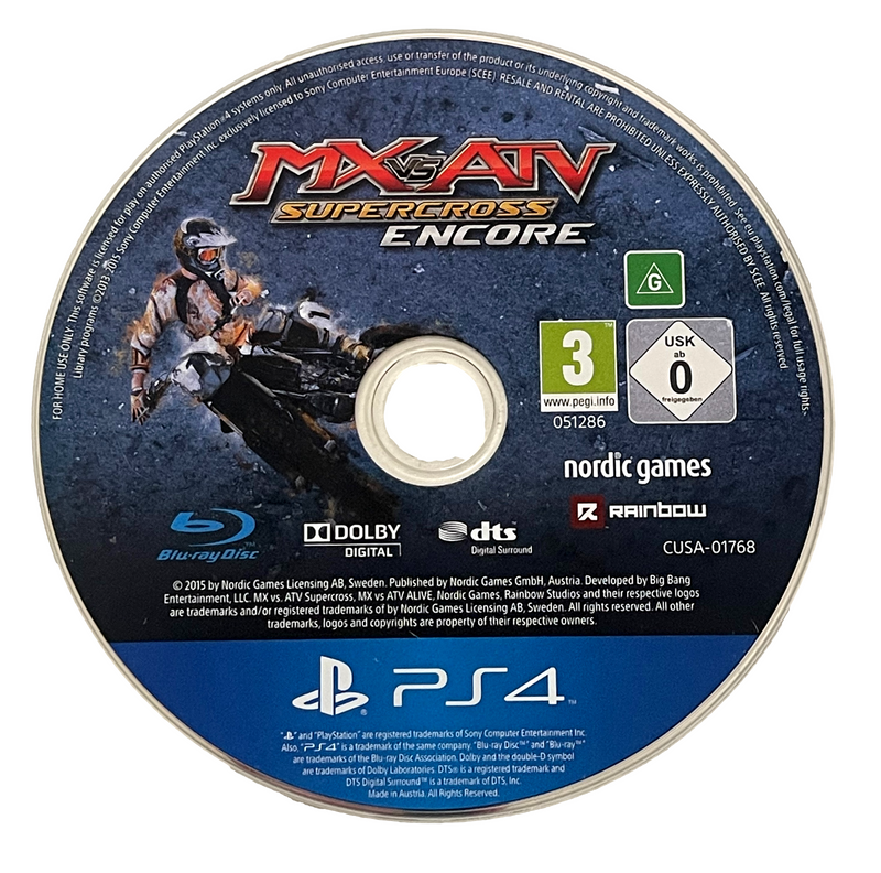 MX Vs ATV Supercross Encore Sony PS4 *Disc Only*