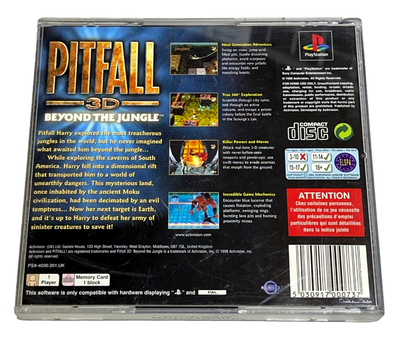 Pitfall 3D  Beyond the Jungle PS1 PS2 PS3 PAL *Complete* (Preowned)