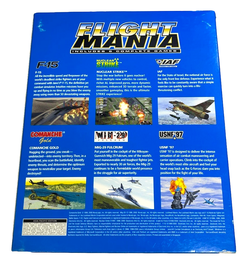 Flight Mania PC CD ROM Boxed 6 Complete Games Big Box PC (Preowned)