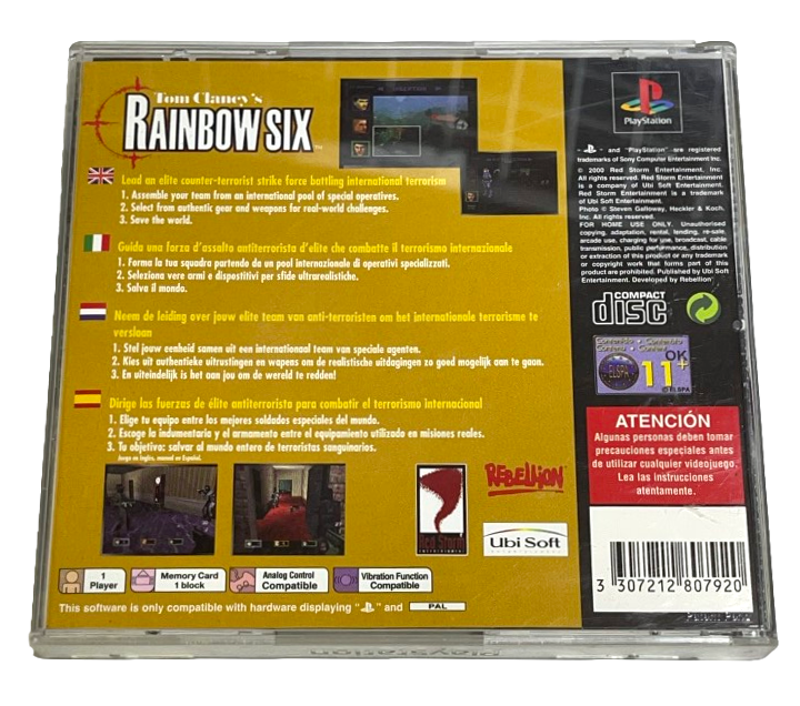 Tom Clancy's Rainbow Six PS1 PS2 PS3 PAL *Complete* (Preowned)