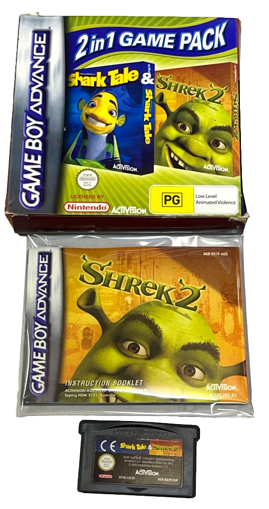 Shark Tale & Shrek 2 Nintendo Gameboy Advance GBA *Complete* Boxed (Preowned)