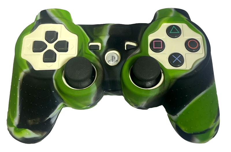 Silicone Cover For PS3 Controller Skin Case Green and Black Swirl