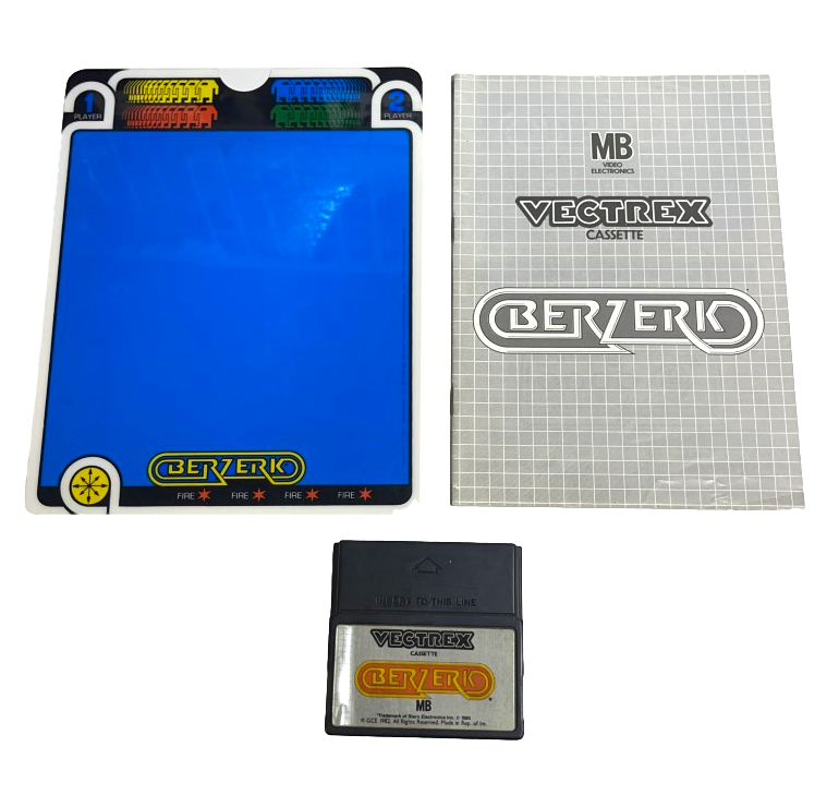 Vectrex Berzerk Video Game Cartridge Overlay & Manual (Preowned)