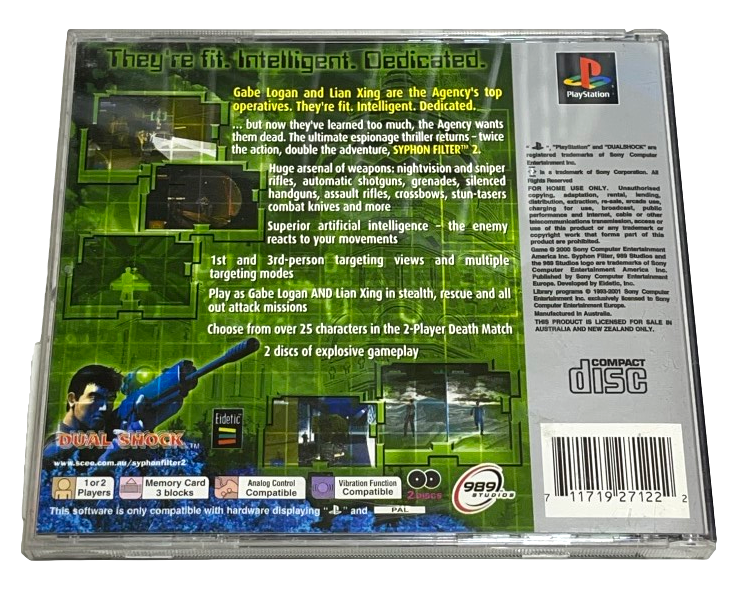 Syphon Filter 2 PS1 PS2 PS3 (Platinum) PAL *Complete* (Preowned)