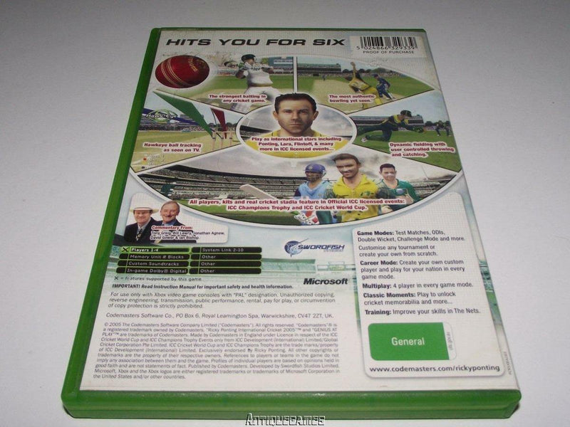 Ricky Ponting International Cricket 2005 XBOX PAL *No Manual* - Games We Played