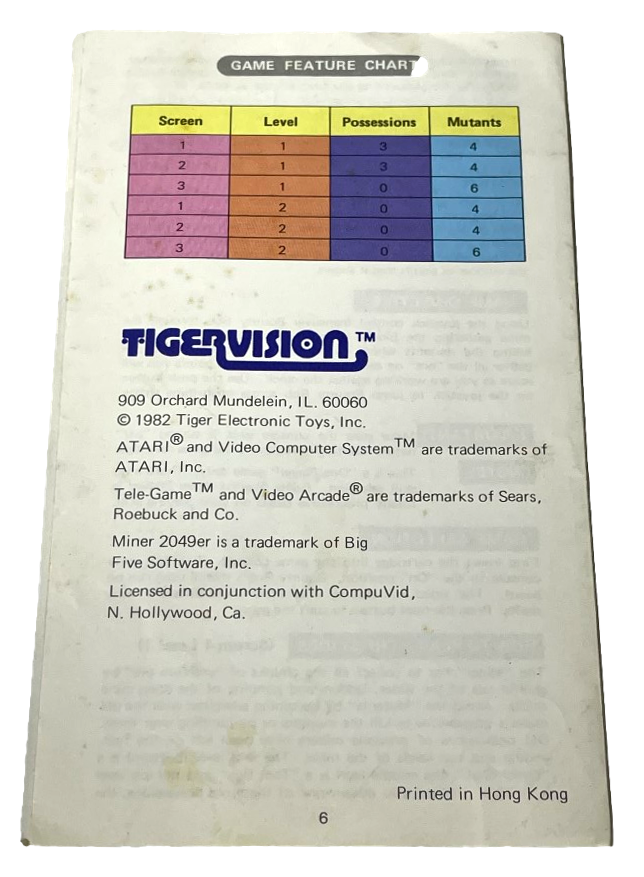 Miner 2049er Atari 2600 *Complete* Tigervision (Preowned)