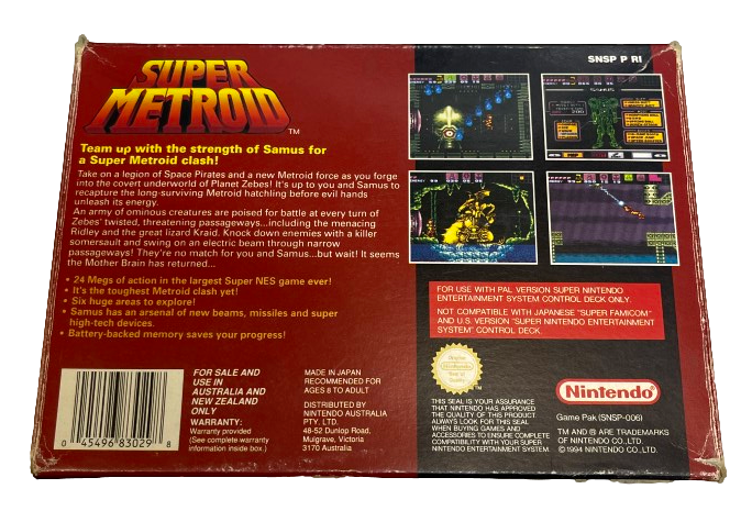 Super Metroid Nintendo SNES Boxed PAL *Complete* (Preowned)