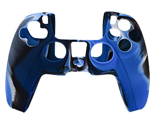 Silicone Cover For PS5 Controller Case Skin - Blue/Black Swirls