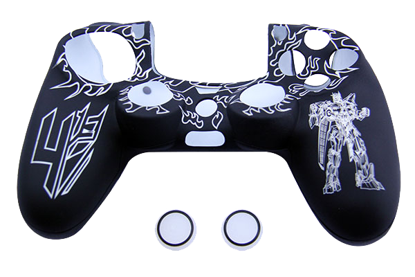 Silicone Cover For PS4 Controller Case Skin - Transformer Design White + Grips - Games We Played