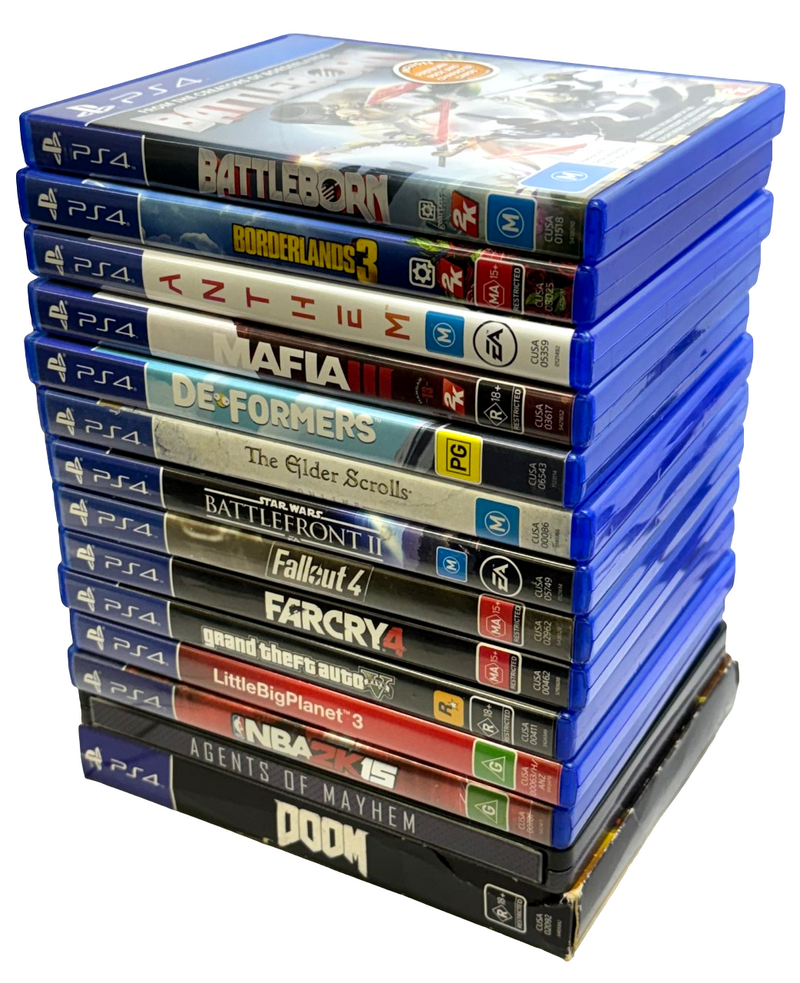 14 Games PS4 Playstation 4 Bundle doom, Mafia, GTA, Borderland, Star Wars  (Preowned)