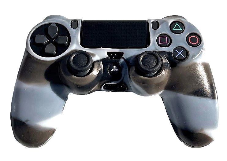 Silicone Cover For PS4 Controller Case Skin - Glossy Grey/Brown Swirls