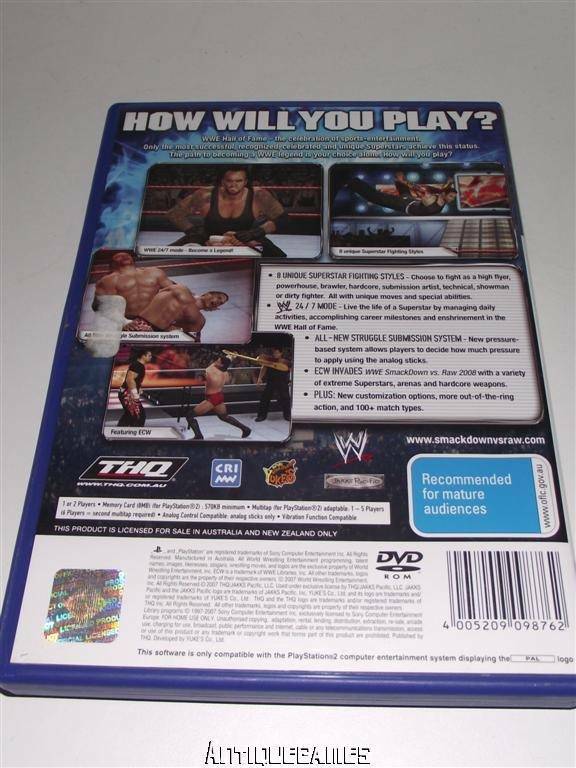 Smack Down Vs Raw 2008 PS2 PAL *Complete* (Pre-Owned)