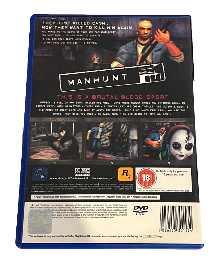 Manhunt PS2 PAL *No Manual* (Preowned)