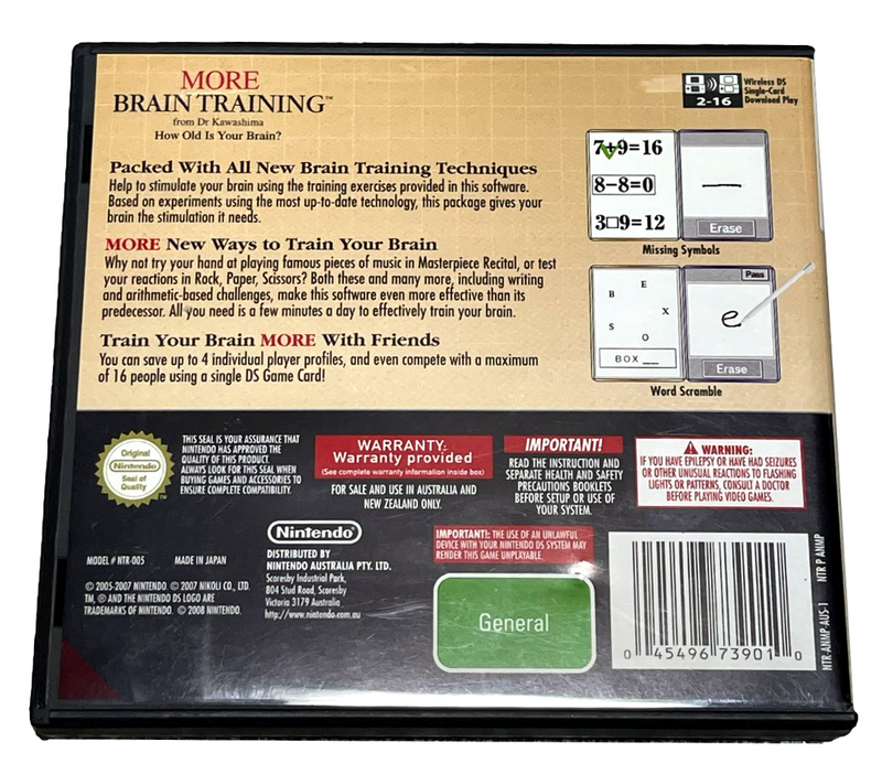 Brain Training & More Brain Training Nintendo DS 2DS 3DS Game *Complete* (Preowned)
