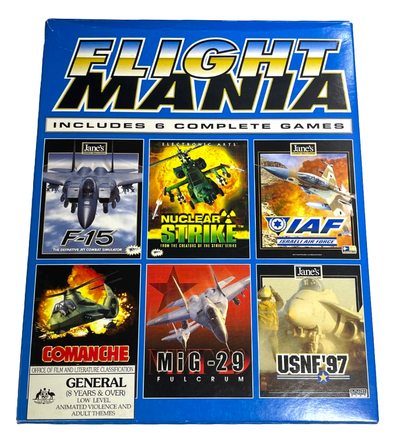 Flight Mania PC CD ROM Boxed 6 Complete Games Big Box PC (Preowned)