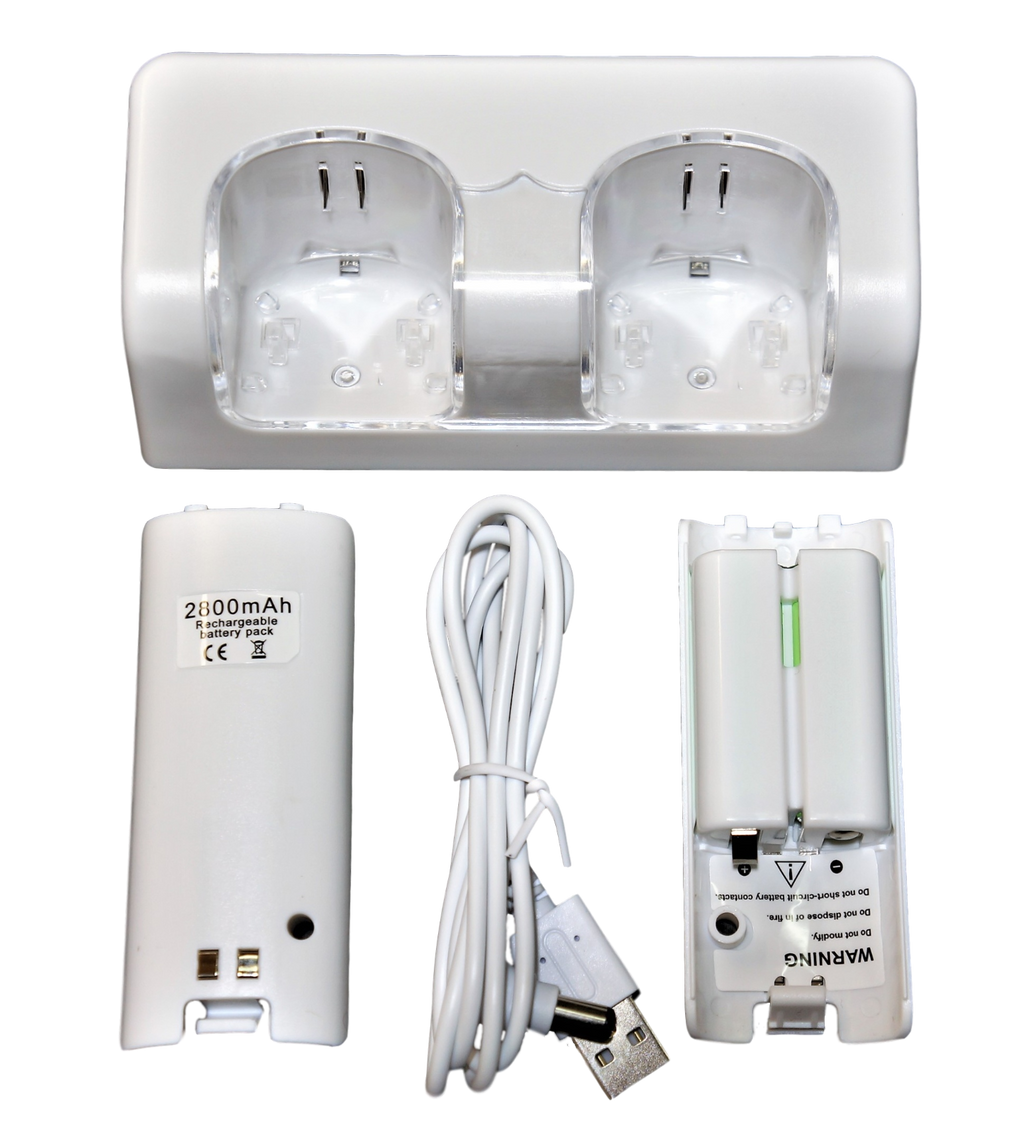 Charging Station 2 Rechargeable Battery Pack Bundle For Wii Remote