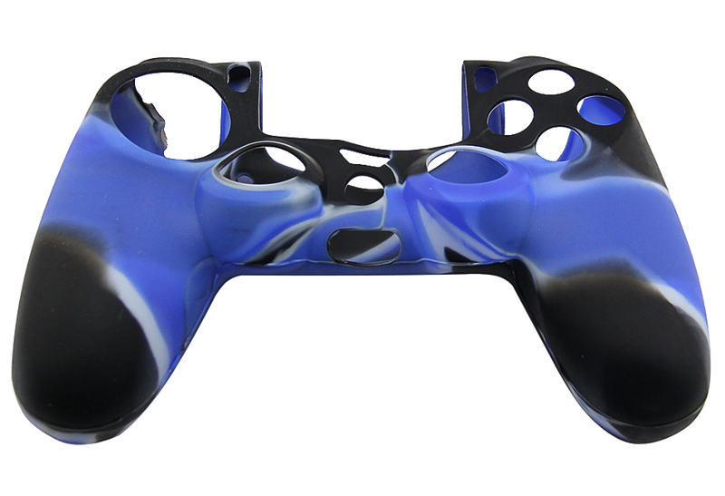 Silicone Cover For PS4 Controller Case Skin - Black/Blue Swirls