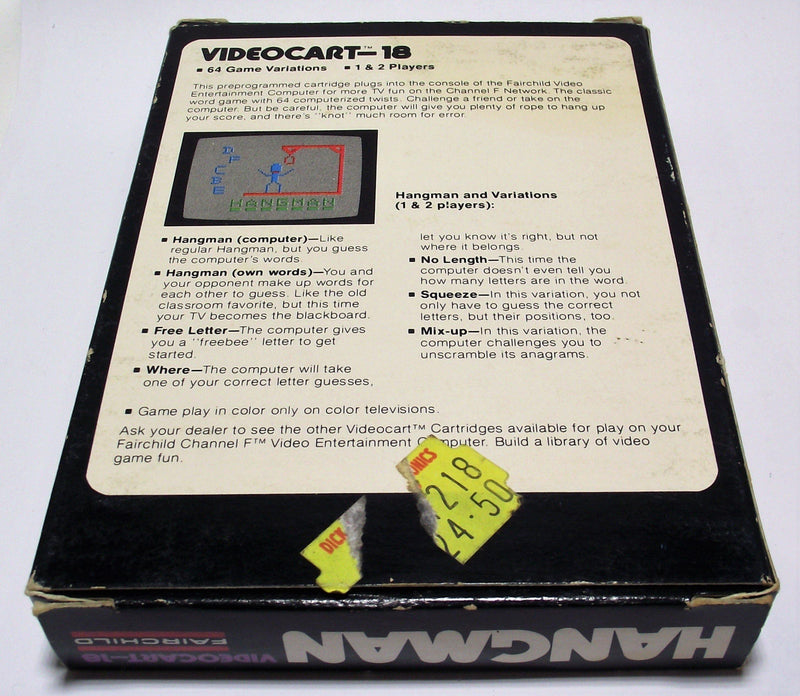 Boxed Channel F Videocart Fairchild Video Entertainment System 18 Hangman - Games We Played