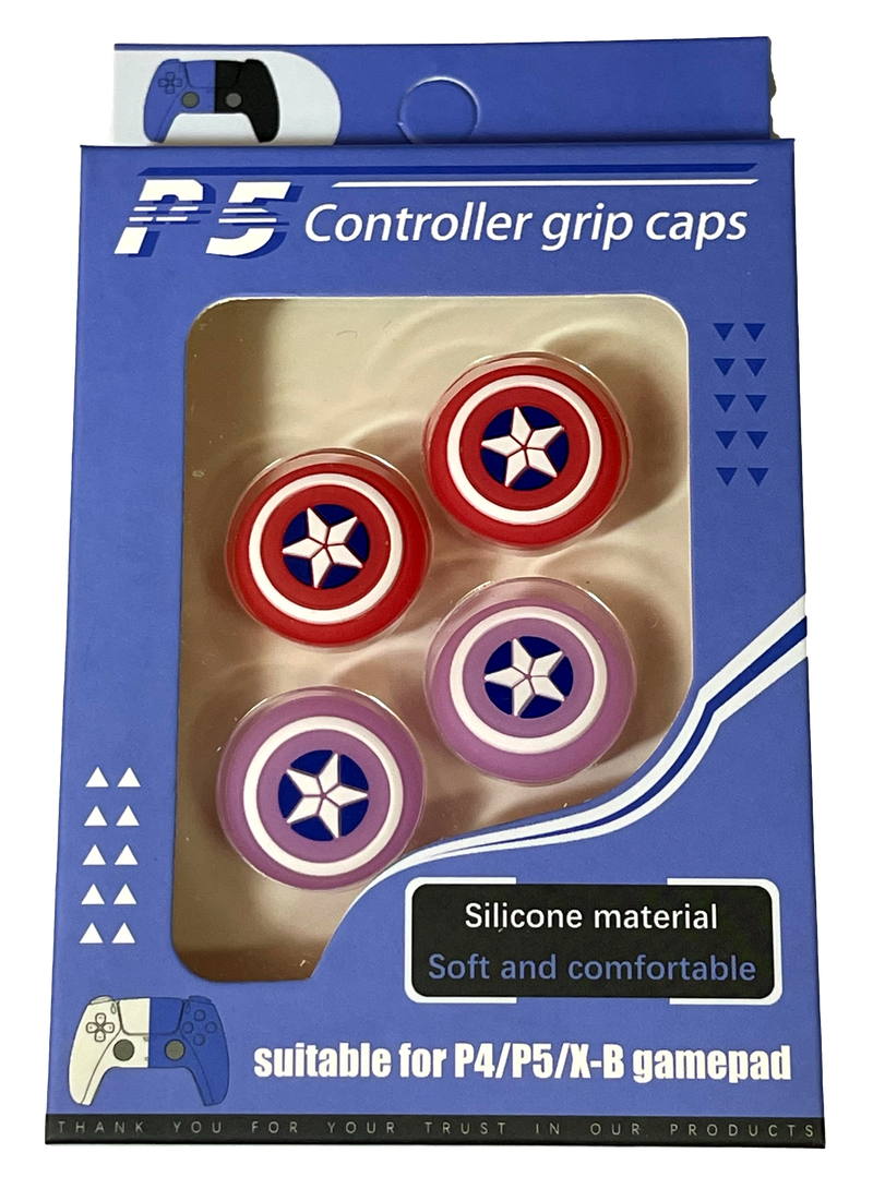 4 x Thumb Grips PS4 PS5 XBOX Toggle Cover Cap- Captain America Glow in Dark