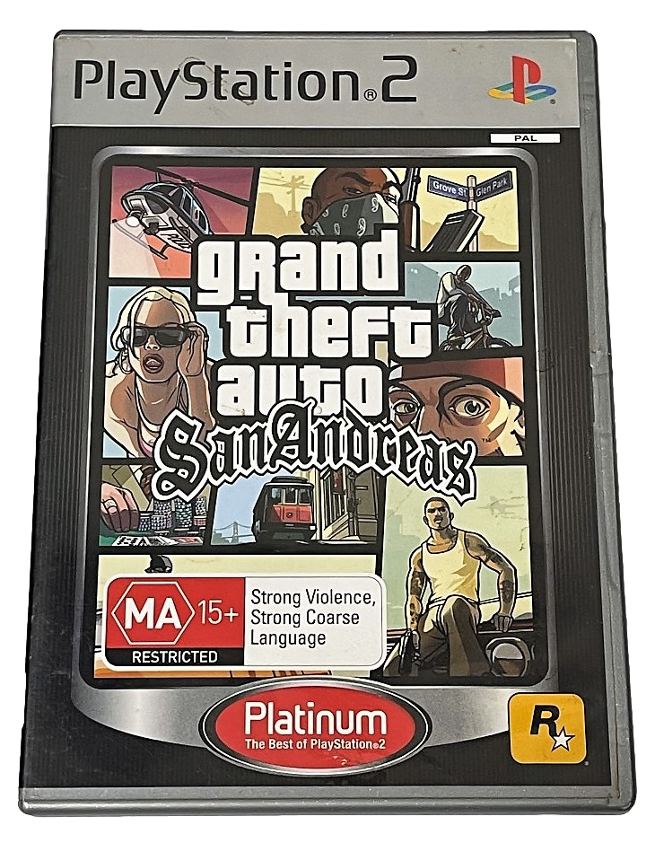 Grand Theft Auto San Andreas PS2 (Platinum) PAL *Complete with Map* (Preowned)