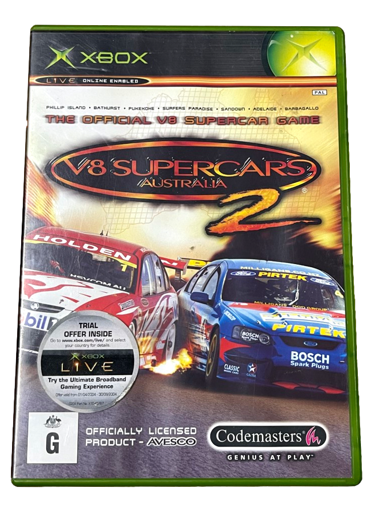 V8 Supercars Australia 2 Xbox Original PAL *Complete* (Pre-Owned)