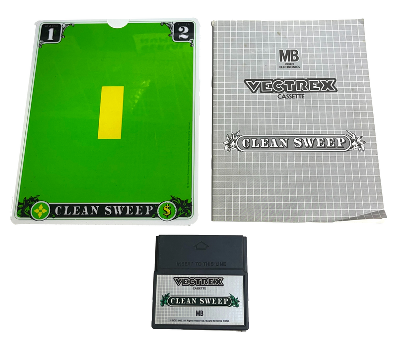 Vectrex Clean Sweep Video Game Cartridge Overlay & Manual (Preowned)
