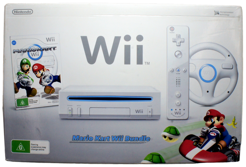 Mario Kart White Wii Bundle In Original Box (Preowned)